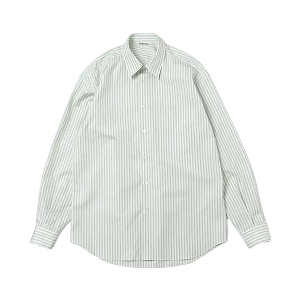 AURALEE 22SS Finx Stripe Shirts "Green Stripe"