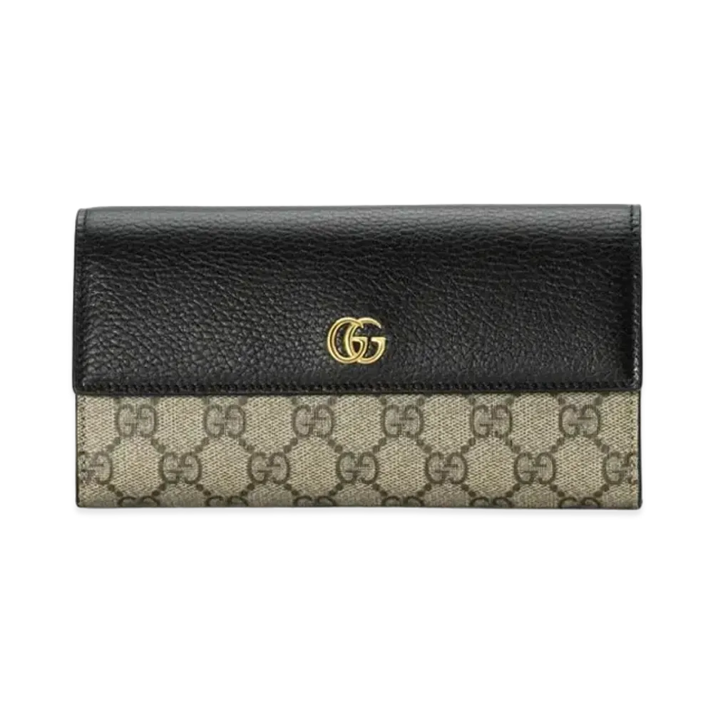GUCCI GG Marmont Leather Continental Wallet "Black"