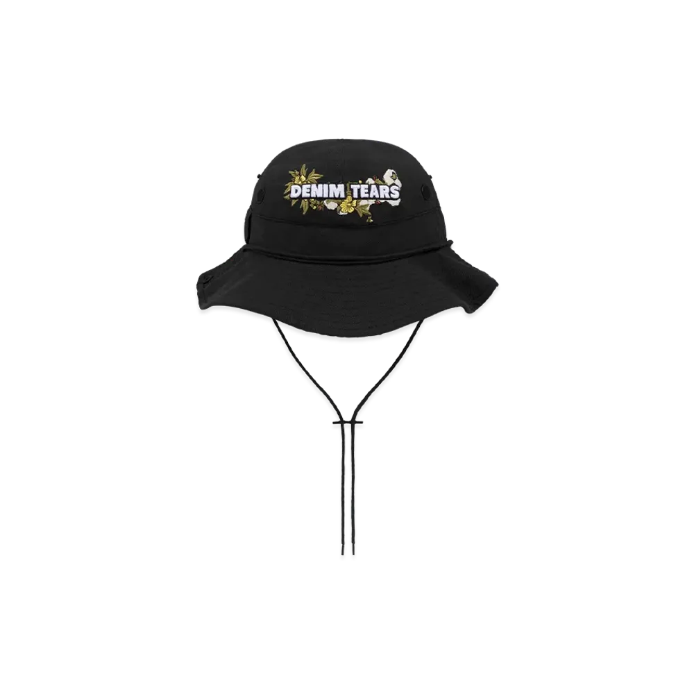 DENIM TEARS Cotton Floral Logo Bucket Hat "Black"
