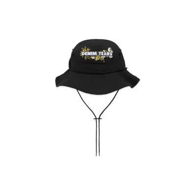 DENIM TEARS Cotton Floral Logo Bucket Hat "Black"