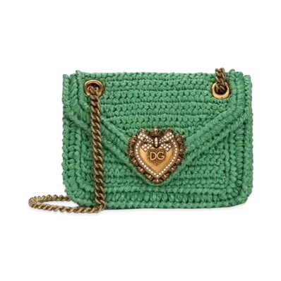 Dolce&Gabbana Devotion Bag Medium Crosse Lafia "Green"