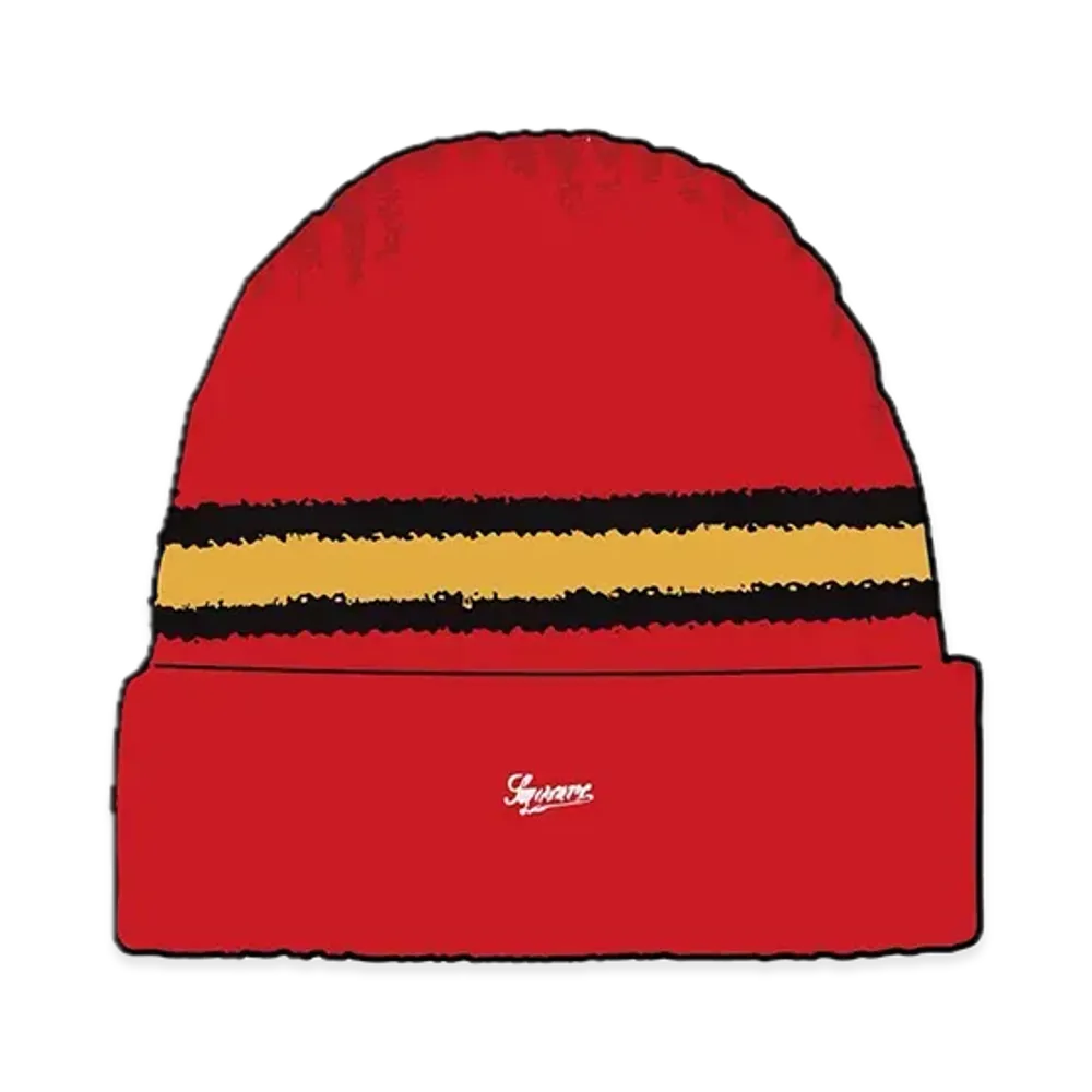 Supreme Striped Cashmere Beanie "Red"