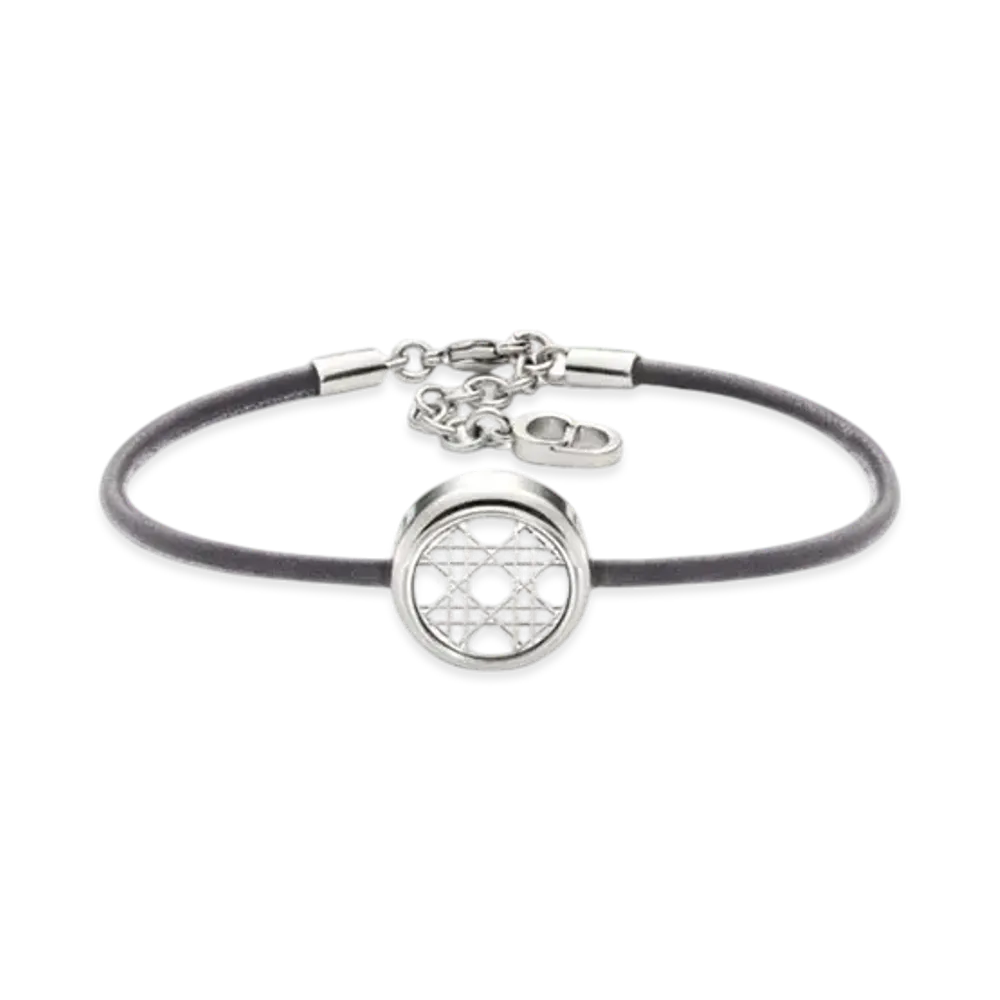 Dior Cannage Bracelet Brass and Anthracite Lambskin "Silver/Gray"