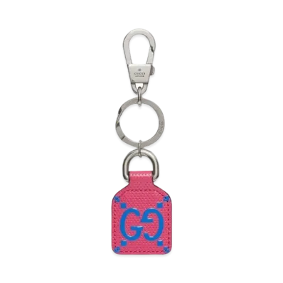 GUCCI GG Embossed Keychain "Fuchsia Pink/Blue"