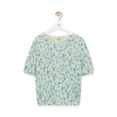 LOEWE Short-Sleeve Sweater "White/Blue"
