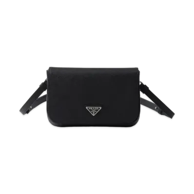 PRADA Saffiano Leather Shoulder Bag "Black"