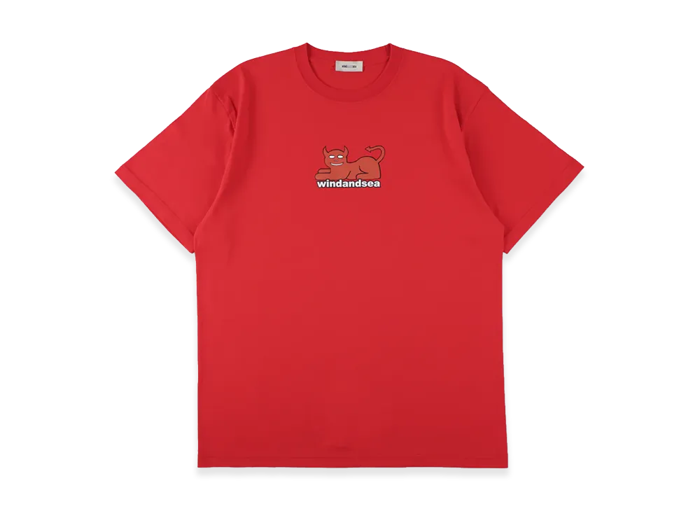 WIND AND SEA x Toy Machine Devil Cat Tee "Red"