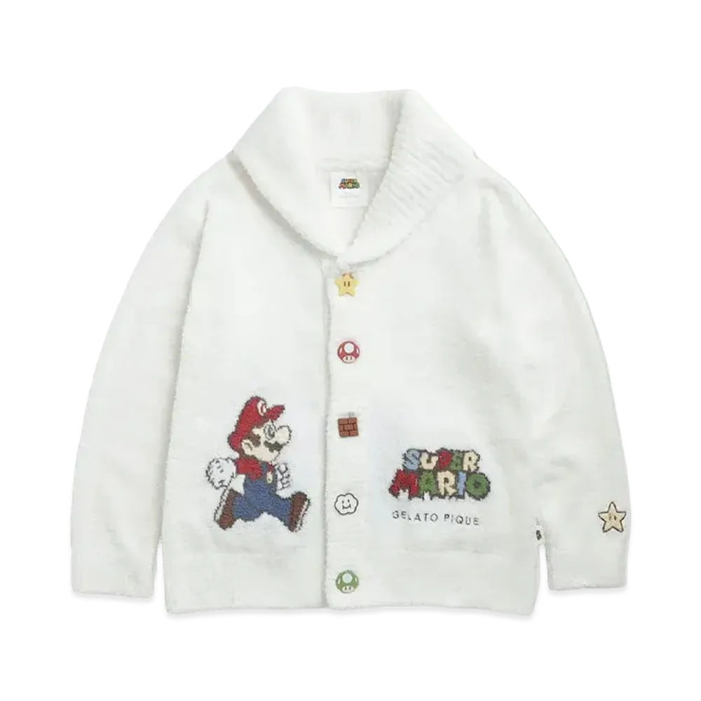 GELATO PIQUE x SUPER MARIO Unisex Babymoco JQD Shawl Cardigan "Off White"