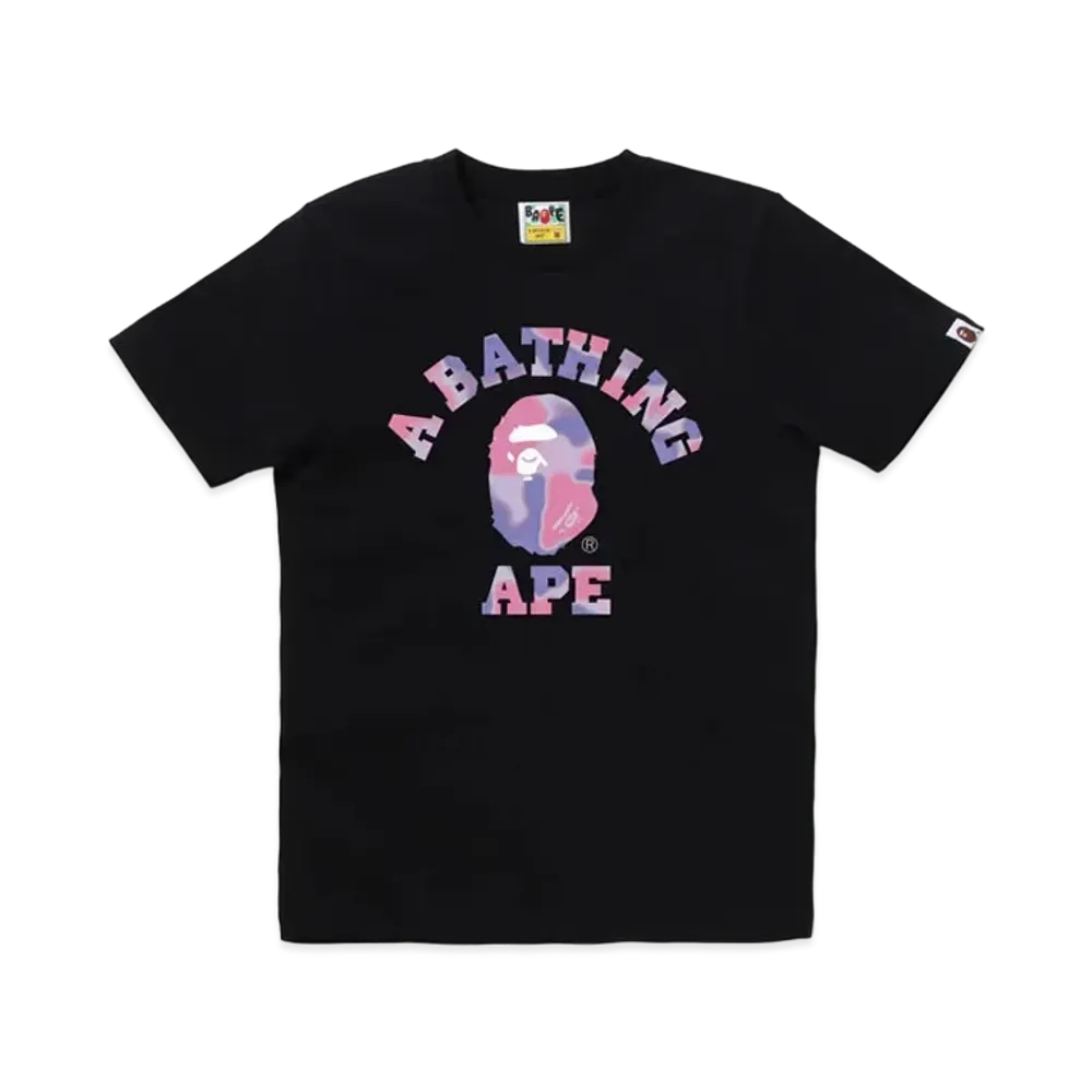 A BATHING APE Ladies Liquid Camo College Tee "Black/Purple"