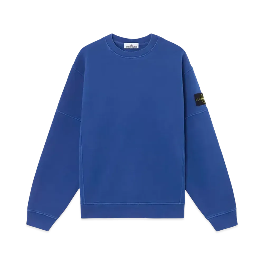 Stone Island 6100032 Organic Cotton Diagonal Fleece Old Effect "Bright Blue"