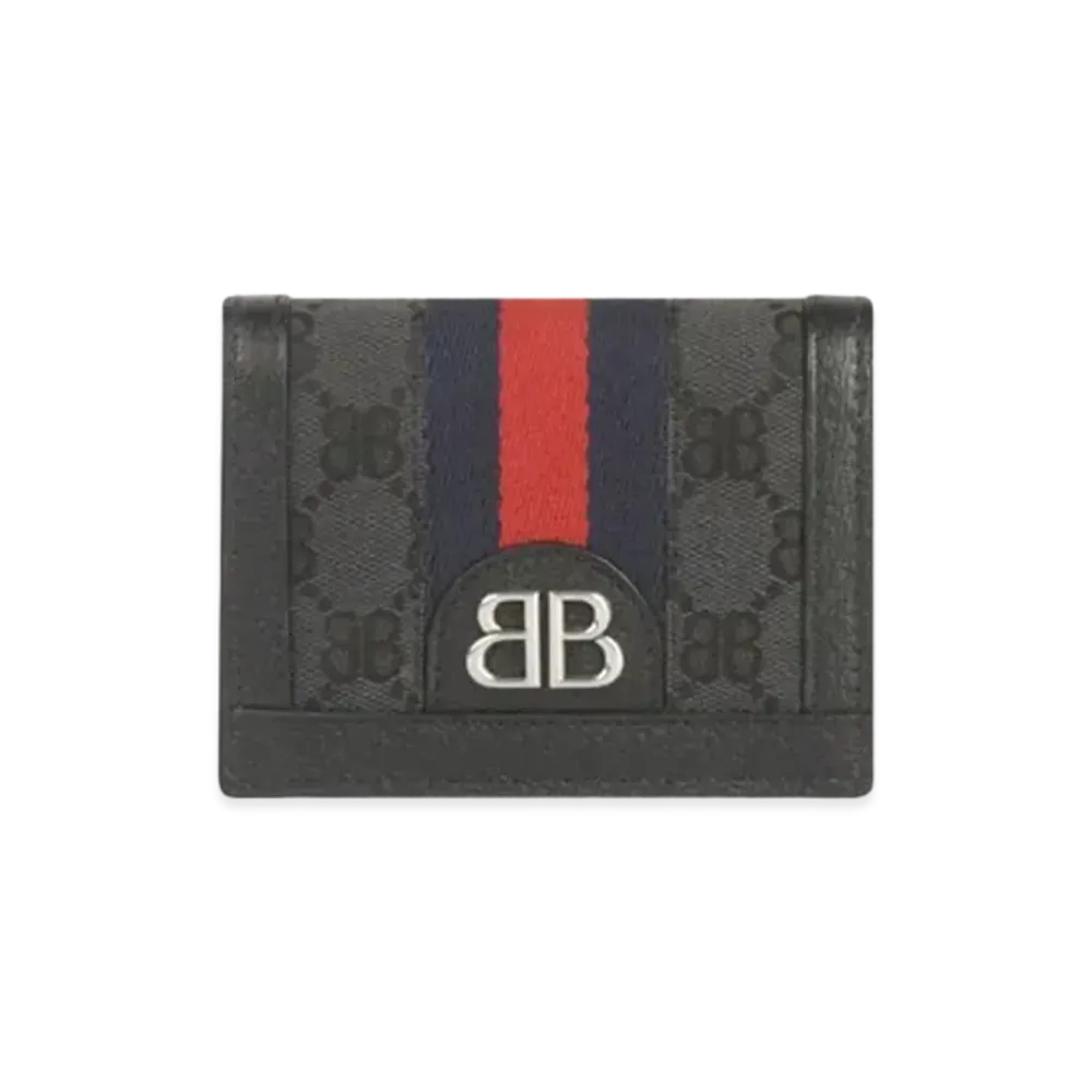 GUCCI x Balenciaga Hacker Card Case Wallet In Canvas Jacquard "Black"