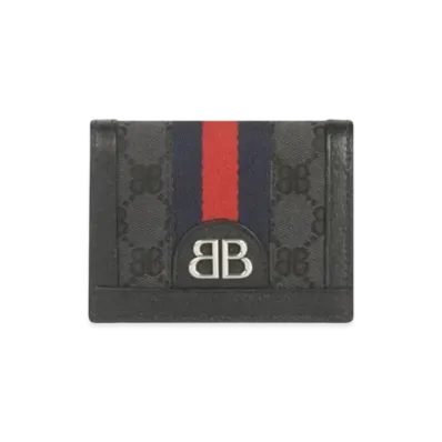 GUCCI x Balenciaga Hacker Card Case Wallet In Canvas Jacquard "Black"