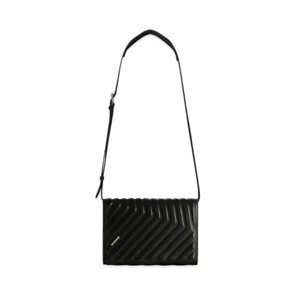 BALENCIAGA Car Flap Bag With Strap In Grained Calfskin "Black"