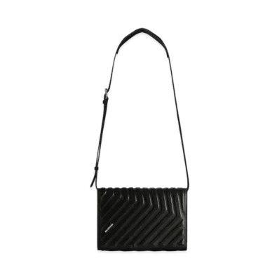 BALENCIAGA Car Flap Bag With Strap In Grained Calfskin "Black"
