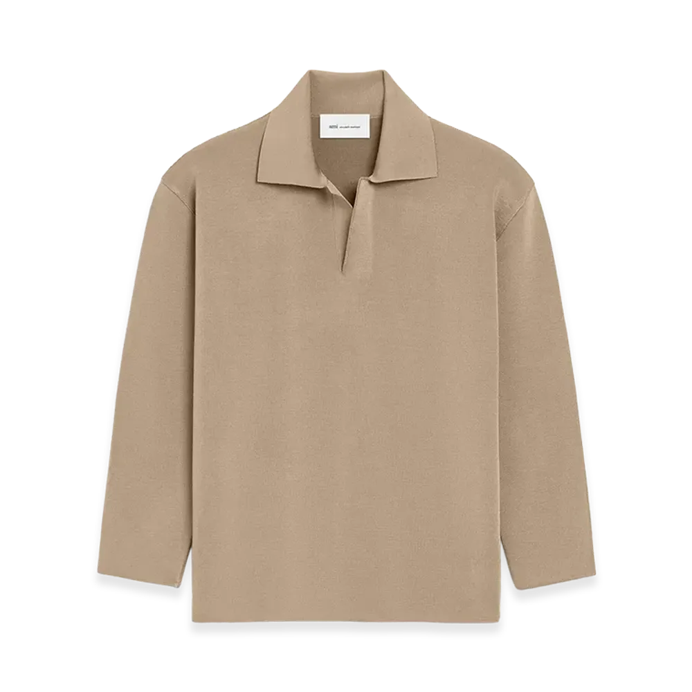 AMI PARIS Wool Long Sleeves Polo "Beige"
