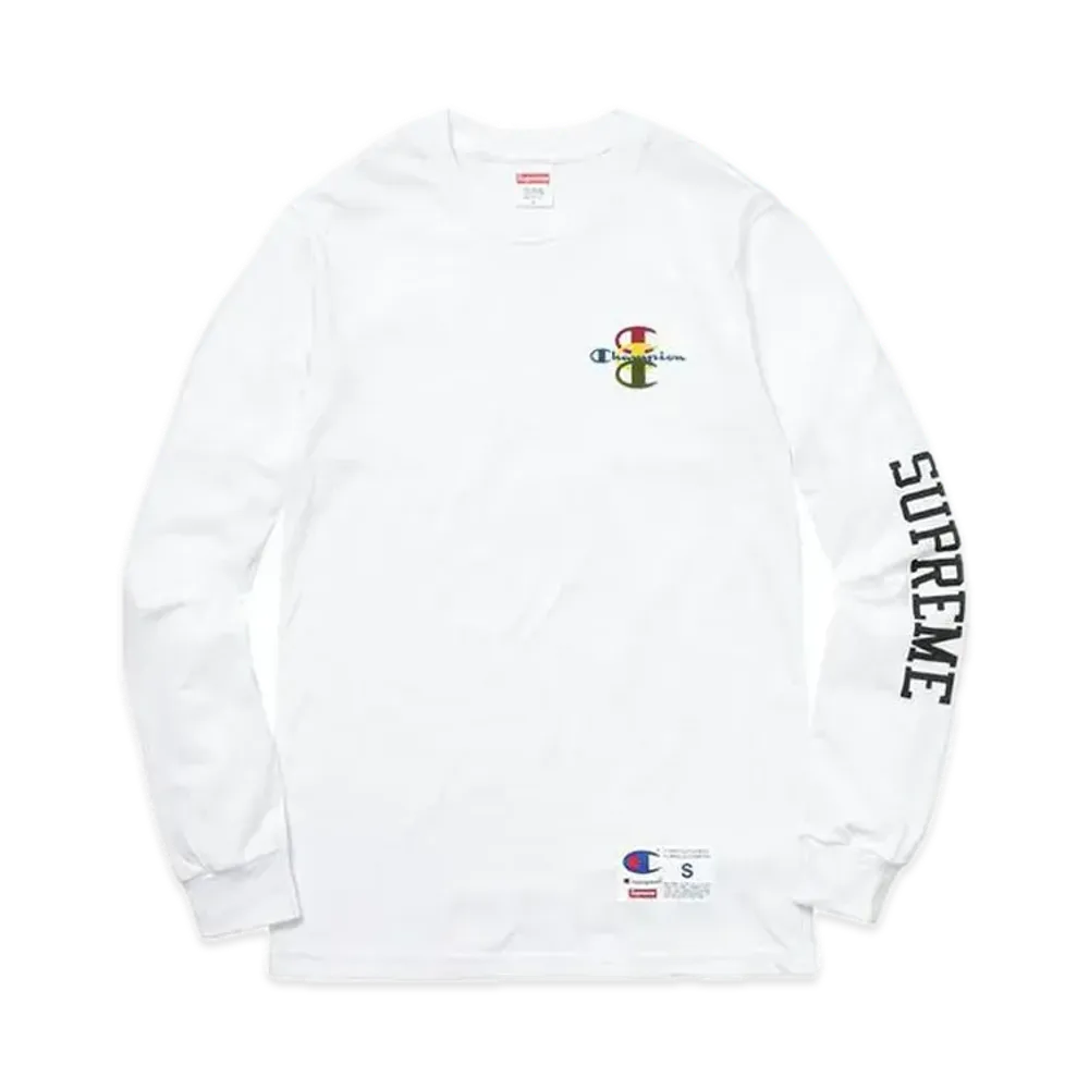 Supreme x Champion Stacked C L/S Tee "White"