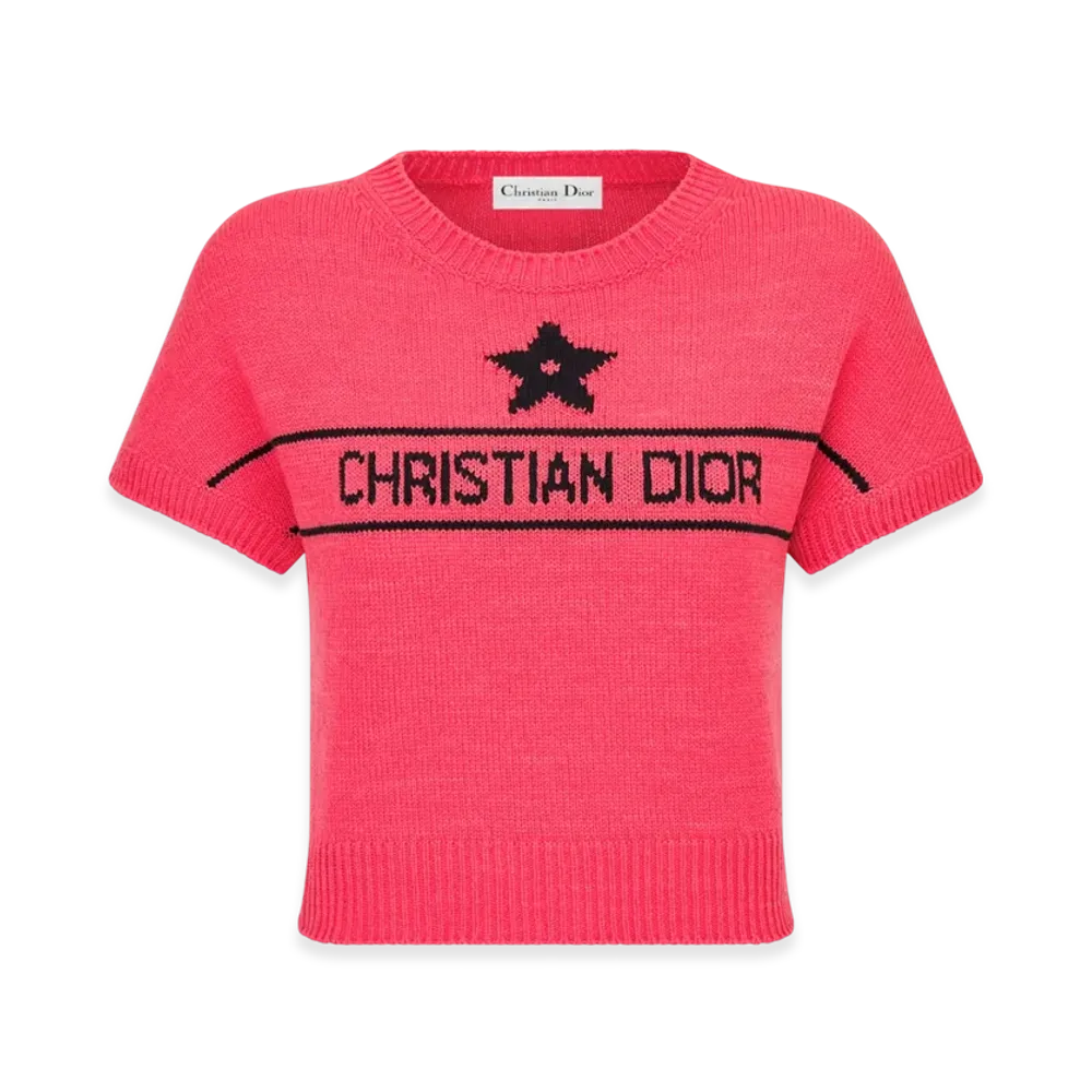 Dior Women's Dioriviera Short-Sleeved Sweater Cashmere Knit "Candy Pink"