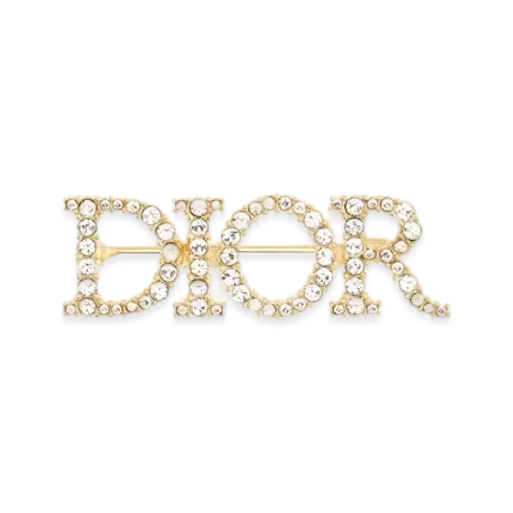 Dior DIO(R)EVOLUTION Brooch Gold-Finish Metal and White Crystals "Gold"