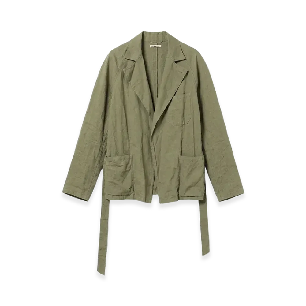 AURALEE Washed Linen Belted Jacket "Beige"
