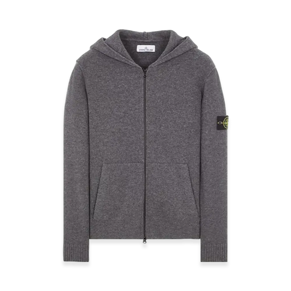 Stone Island 523B6 Geelong Wool Hooded Cardigan Knit - 23FW "Dark Grey Melange"