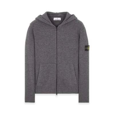 Stone Island 523B6 Geelong Wool Hooded Cardigan Knit - 23FW "Dark Grey Melange"