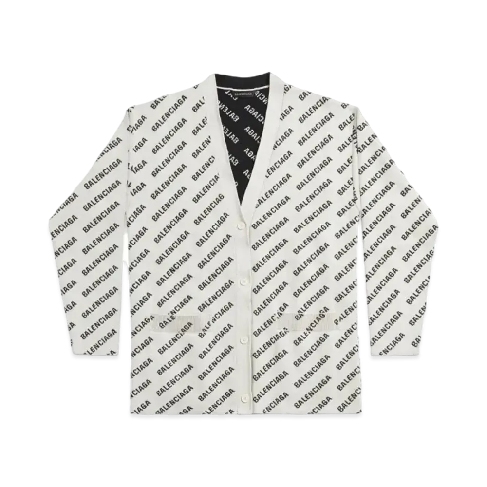 BALENCIAGA Mini Allover Logo Cardigan "Off White"