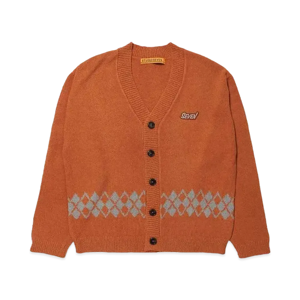 STUDIO SEVEN Argyle Cardigan "BROWN"