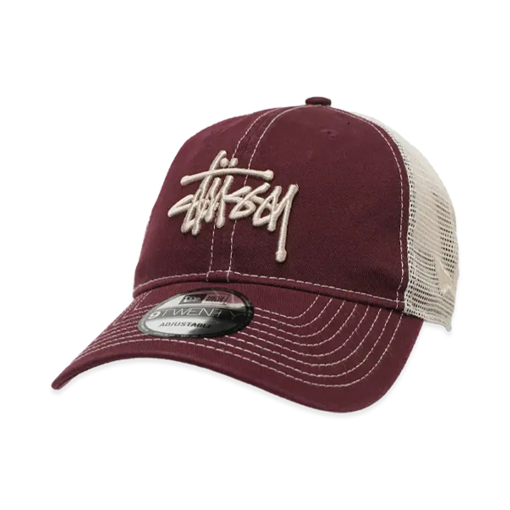 Stussy New Era 9Twenty Washed Basic Trucker "Maroon"