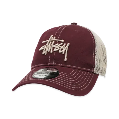 Stussy New Era 9Twenty Washed Basic Trucker "Maroon"