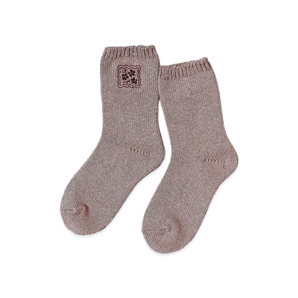 KAPITAL 56 Cookie Embroidery Socks "Beige"