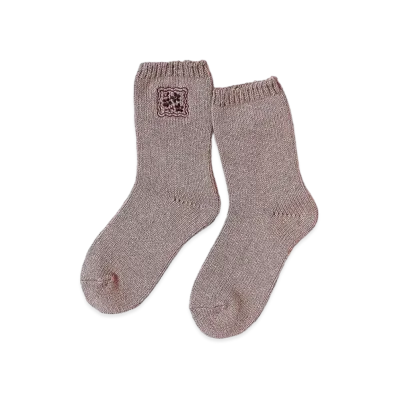 KAPITAL 56 Cookie Embroidery Socks "Beige"