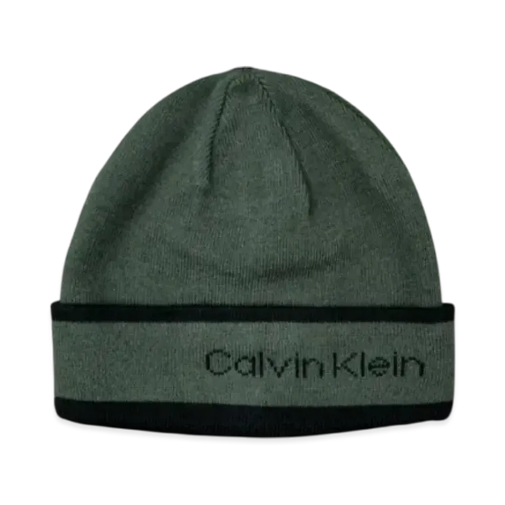 Calvin Klein Border Logo Reversible Cuff Beanie "Green"