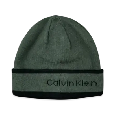 Calvin Klein Border Logo Reversible Cuff Beanie "Green"