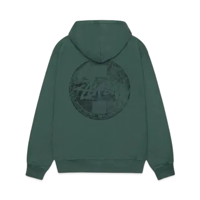 Stussy Dot Stamp Hoodie Pigment Dyed "Forest"