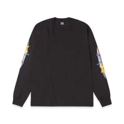 Stussy Two Star LS Tee Pigment Dyed "Faded Black"