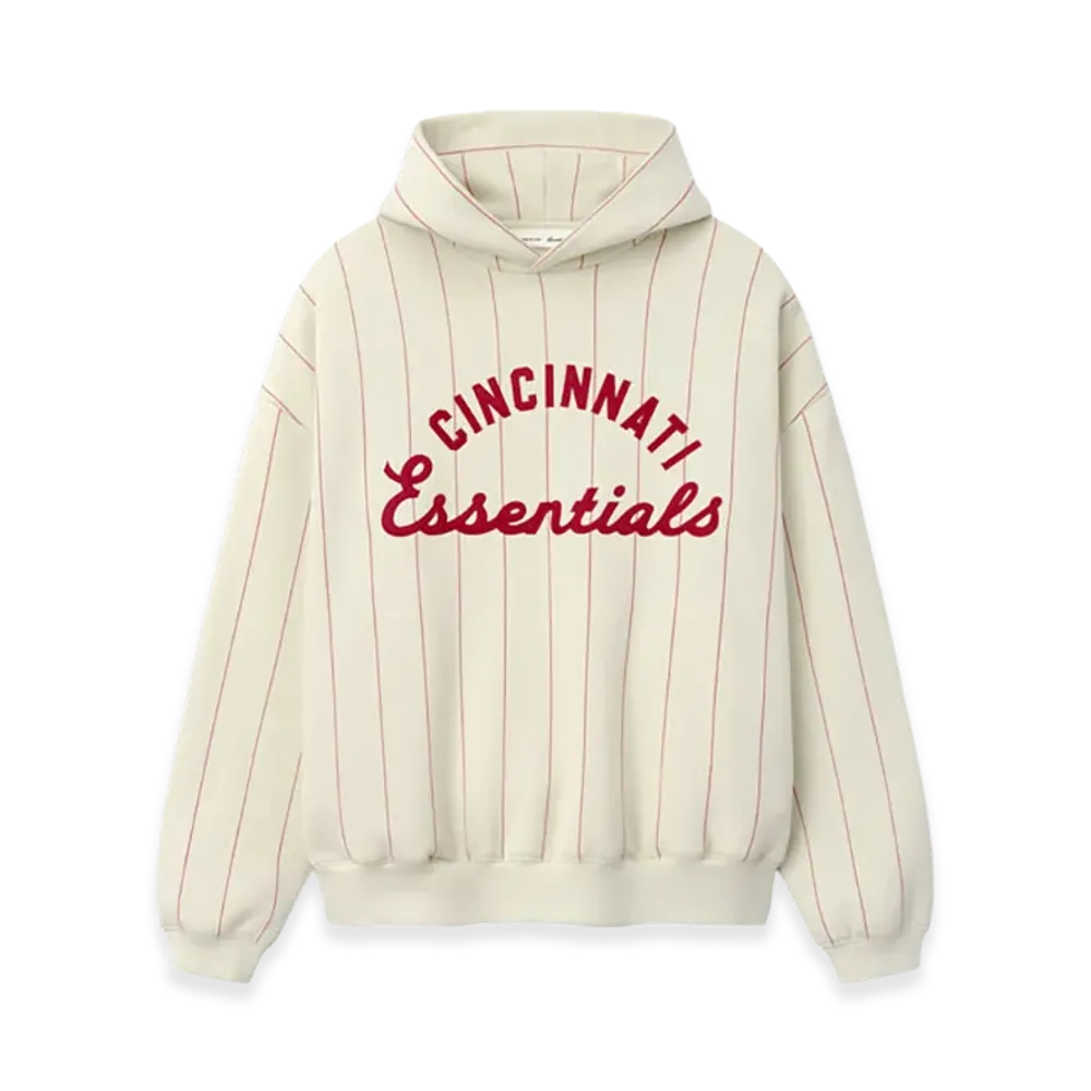 FEAR OF GOD x MLB Reds Sport Hoodie "Oat W Red Pinstripes"