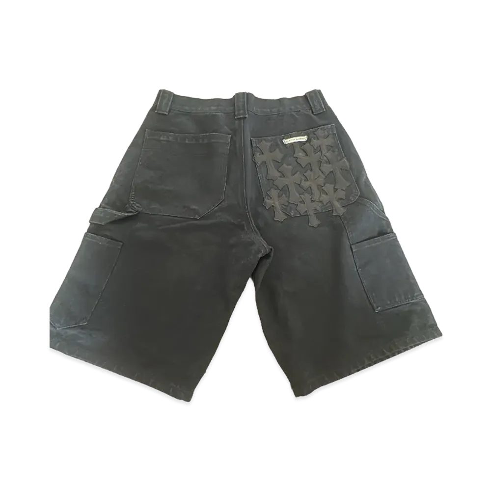 Chrome Hearts Cemetery Cross Patch Double Knee Shorts "Black"