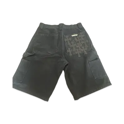 Chrome Hearts Cemetery Cross Patch Double Knee Shorts "Black"