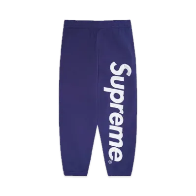 Supreme Satin Applique Sweatpant (23FW) "Washed Navy"