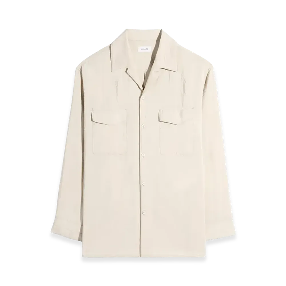 LEMAIRE Dry Silk Convertible Collar Shirt "Oat Milk"
