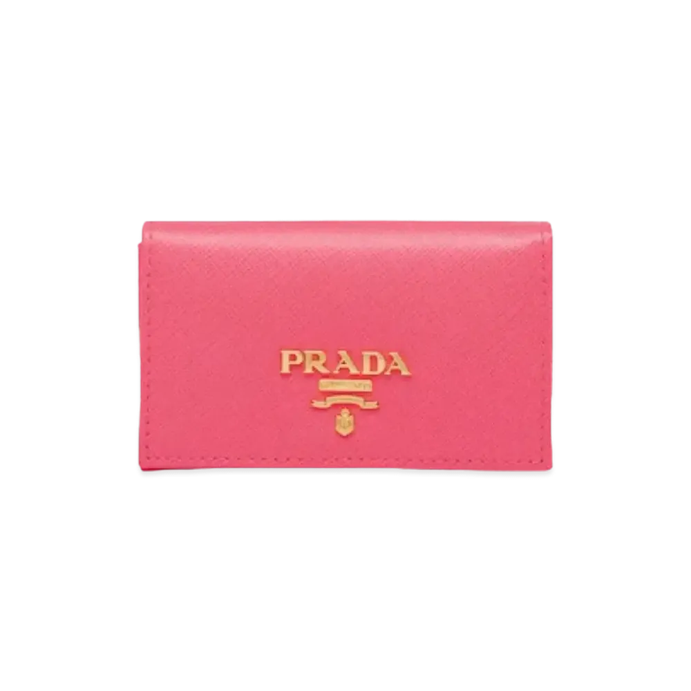PRADA Saffiano Leather Card Holder "Peony Pink"
