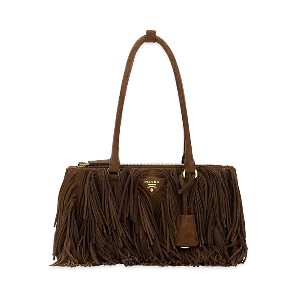 PRADA Women's Suede Shoulder Bag "Brown"
