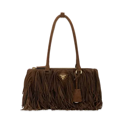 PRADA Women's Suede Shoulder Bag "Brown"