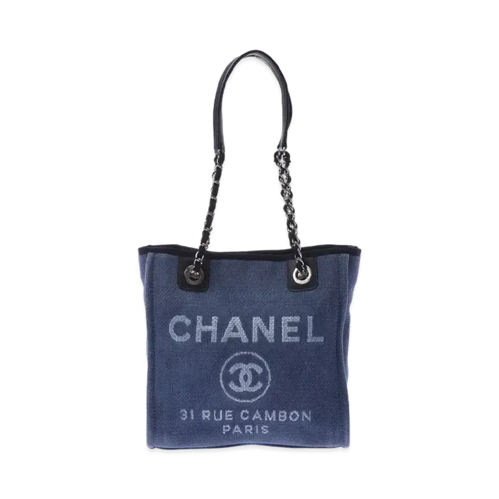 CHANEL Mini Deauville Tote Canvas "Navy/Silver"