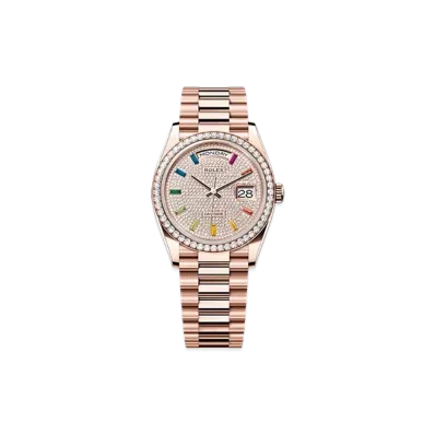 ROLEX Day-Date 36mm Everose Gold Diamond 128345RBR "Pave diamonds"