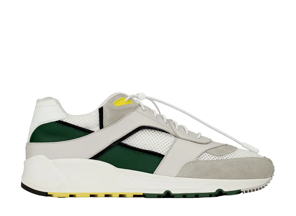 Saint Laurent Bump Sneakers in Smooth Leather and Suede "White/Grey/Dark Basil"