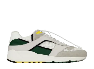 Saint Laurent Bump Sneakers in Smooth Leather and Suede "White/Grey/Dark Basil"