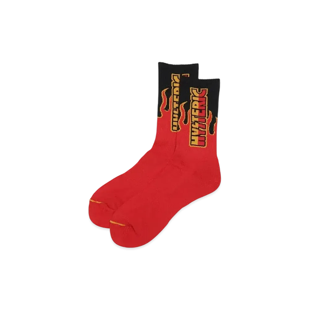 HYSTERIC GLAMOUR Hysteric Fire Sports Socks "Red"