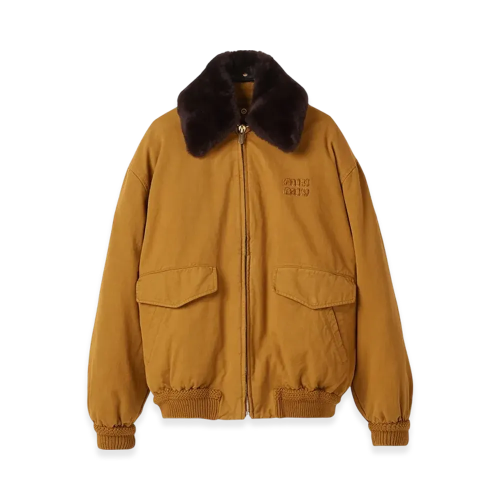 MIU MIU Women's Gabardine Down Jacket "Ochre"