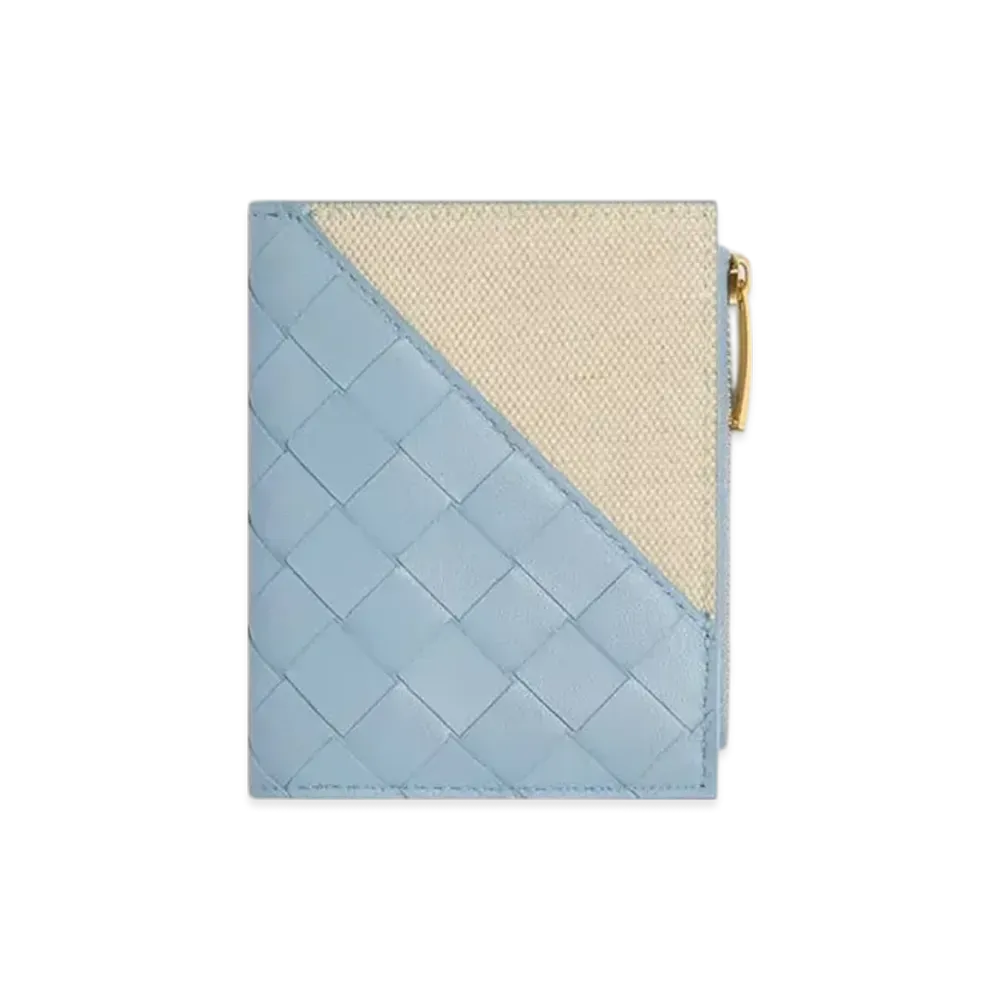 Bottega Veneta Intrecciato Diagonal Small Bi-Fold Wallet "Ice/Natural"
